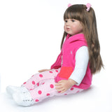 24" Beautiful Simulation Baby Long Hair Girl Wearing a Deer Dress Doll