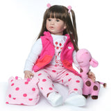 24" Beautiful Simulation Baby Long Hair Girl Wearing a Deer Dress Doll