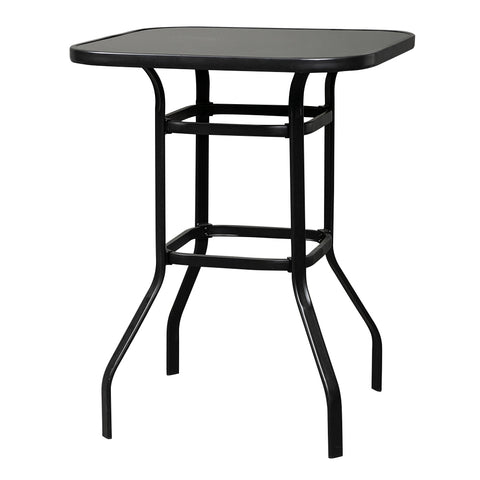 Wrought Iron Glass High Bar Table Patio Bar Table Black