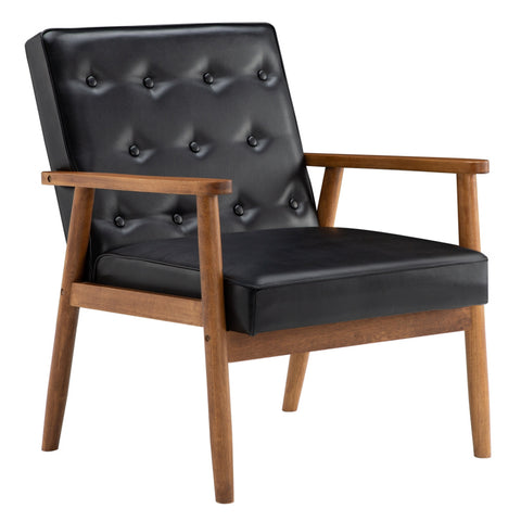 (75 x 69 x 84)cm Retro Modern Wooden Single Chair,Black PU