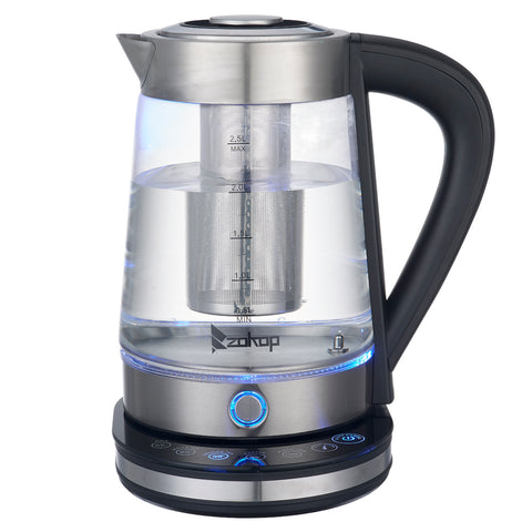 ZOKOP HD-2005D 110V 1500W 2.5L Blue Glass Electric Kettle with Filter