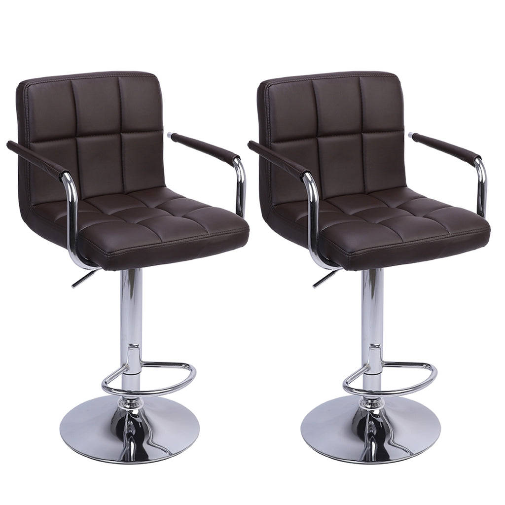 2pcs 60-80cm 6 Checks Round Cushion Bar Stools with Armrest Coffee