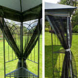 13x10 Outdoor Patio Gazebo Canopy Tent With Ventilated Double Roof And Mosquito Net(Detachable Mesh Screen On All Sides),Suitable for Lawn, Garden, Backyard and Deck,Gray Top