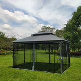 13x10 Outdoor Patio Gazebo Canopy Tent With Ventilated Double Roof And Mosquito Net(Detachable Mesh Screen On All Sides),Suitable for Lawn, Garden, Backyard and Deck,Gray Top