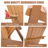 TALE Adirondack Chair Backyard Outdoor Furniture Painted Seating with Cup Holder Plastic Wood for Lawn Patio Deck Garden Porch Lawn Furniture Chairs Brown