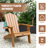 TALE Adirondack Chair Backyard Outdoor Furniture Painted Seating with Cup Holder Plastic Wood for Lawn Patio Deck Garden Porch Lawn Furniture Chairs Brown