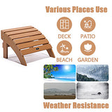 TALE Adirondack Ottoman Footstool All-Weather and Fade-Resistant Plastic Wood for Lawn Outdoor Patio Deck Garden Porch Lawn Furniture Brown