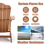 TALE Adirondack Chair Backyard Outdoor Furniture Painted Seating with Cup Holder Plastic Wood for Lawn Patio Deck Garden Porch Lawn Furniture Chairs Brown