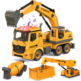 (ABC) Construction Truck Toys for children 4 to 6 Years Old, 4-in-1 Take Apart Toys with Electric Drill (DNSOA)