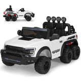 Electric 12V Battery White Kids Ride On Truck Car Pickup w/ RC LED MP3 6 Wheel