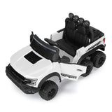 Electric 12V Battery White Kids Ride On Truck Car Pickup w/ RC LED MP3 6 Wheel