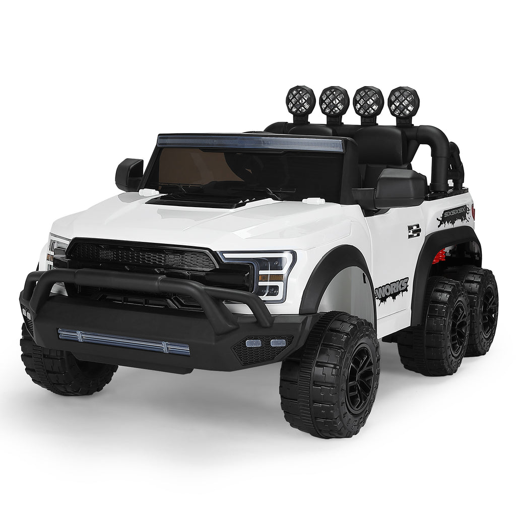 Electric 12V Battery White Kids Ride On Truck Car Pickup w/ RC LED MP3 6 Wheel