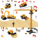 (ABC) Construction Toys with Crane, Construction Vehicles Playset, Matchbox Bulldozer, Forklift, Steamroller, Dump, Cement Mixer, Excavator, Engineering Crane, (DNSOA)