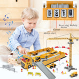 (ABC) Construction Toys with Crane, Construction Vehicles Playset, Matchbox Bulldozer, Forklift, Steamroller, Dump, Cement Mixer, Excavator, Engineering Crane, (DNSOA)