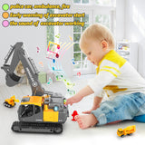 (ABC) Construction Truck Toys for 3 to 6 Year Old children, Big Excavator Toy Engineering Vehicles with Play Mat, Large Tower Crane, 8 Mini Truck & Road Signs (DNSOA)