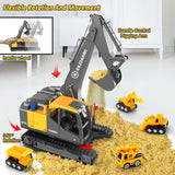 (ABC) Construction Truck Toys for 3 to 6 Year Old children, Big Excavator Toy Engineering Vehicles with Play Mat, Large Tower Crane, 8 Mini Truck & Road Signs (DNSOA)