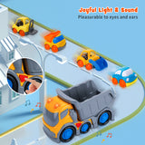 (ABC) Car Toys for 1 2 3 4 5 Years Old Toddlers Boys and Girls,12‘’ Big Dump Truck with Light and Sound, Push and Go Small Bulldozer Forklift Truck, Vehicles Playset for C (DNSOA)