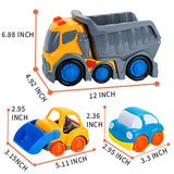 (ABC) Car Toys for 1 2 3 4 5 Years Old Toddlers Boys and Girls,12‘’ Big Dump Truck with Light and Sound, Push and Go Small Bulldozer Forklift Truck, Vehicles Playset for C (DNSOA)