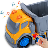 (ABC) Car Toys for 1 2 3 4 5 Years Old Toddlers Boys and Girls,12‘’ Big Dump Truck with Light and Sound, Push and Go Small Bulldozer Forklift Truck, Vehicles Playset for C (DNSOA)