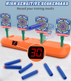 (ABC)Running Shooting Targets for Nerf Guns, Electronic Scoring Targets with 2.8 ft Moving Track, Auto Reset Targets, Spe.