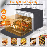 26QT Air Fryer Toaster Oven with Rotisserie, Oil-Free Frying, Steam Oven