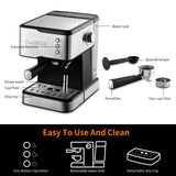 20 Bar Espresso Maker,950W Detachable frothing nozzle,1.5L detachable transparent water tank Coffee Maker For Espresso, Cappuccino, Latte, Machiato, For Home Barista(DNSOA)