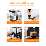 20 Bar Espresso Maker,950W Detachable frothing nozzle,1.5L detachable transparent water tank Coffee Maker For Espresso, Cappuccino, Latte, Machiato, For Home Barista(DNSOA)