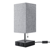 Bedside Lamps for Bedrooms - Table Lamps for Nightstand with USB Ports, Small Night Stand Light Lamp with Grey Fabric Shade for End Table Living Room Home Office Study Room