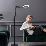 LED Magnifying Floor Lamp with Adjustable Stand and Swivel Arm for Facials & Lashes ，Reading, Crafts Black