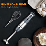 FUNAVO Immersion Hand Blender, 5-in-1 Multi-Function 12 Speed 800W Stainless Steel Handheld (DNSOA)