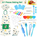 Kids Cooking and Baking Set,37 Pcs Kids Baking DIY Activity Kit Includes Kids Chef Hat and Apron, Oven Mitt,Cookie Cutters,Junior Cooking Set Kids Gift for 6+ Year Old Girls, Boys