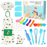 Kids Cooking and Baking Set,37 Pcs Kids Baking DIY Activity Kit Includes Kids Chef Hat and Apron, Oven Mitt,Cookie Cutters,Junior Cooking Set Kids Gift for 6+ Year Old Girls, Boys