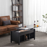 Lift Top Coffee Table Modern Furniture Hidden Compartment And Lift Tabletop Black