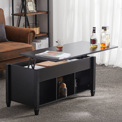 Lift Top Coffee Table Modern Furniture Hidden Compartment And Lift Tabletop Black