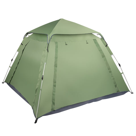 Spring Quick Open Four-Person Family Tent Camping Tent Green