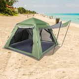 Spring Quick Open Four-Person Family Tent Camping Tent Green