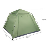 Spring Quick Open Four-Person Family Tent Camping Tent Green