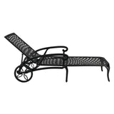 193*64.5*93cm Backrest Adjustable Courtyard Cast Aluminum Lying Bed Black