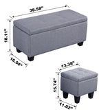 Large Storage Ottoman Bench Set, 3 in 1 Combination Ottoman, Tufted Ottoman Linen Bench for Living Room, Entryway, Hallway, Bedroom Support 250lbs