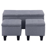 Large Storage Ottoman Bench Set, 3 in 1 Combination Ottoman, Tufted Ottoman Linen Bench for Living Room, Entryway, Hallway, Bedroom Support 250lbs