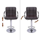 2pcs 60-80cm 6 Checks Round Cushion Bar Stools with Armrest Coffee