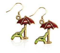 Beach Chair w/Umbrella Charm Earrings