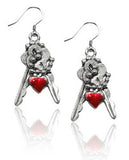 Keys with Heart Charm Earrings