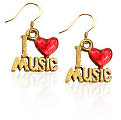 I Love Music Charm Earrings