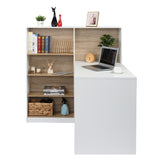 FCH Particleboard Pasted Triamine Steel Frame With Four Simple Bookshelf Computer Desk White Wood Grain Color **