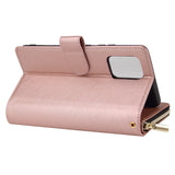 For Samsung S10/S20/S10E/ S10 Plus Pu Leather  Mobile Phone Cover Zipper Card Bag + Wrist Strap Rose gold