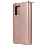 For Samsung S10/S20/S10E/ S10 Plus Pu Leather  Mobile Phone Cover Zipper Card Bag + Wrist Strap Rose gold