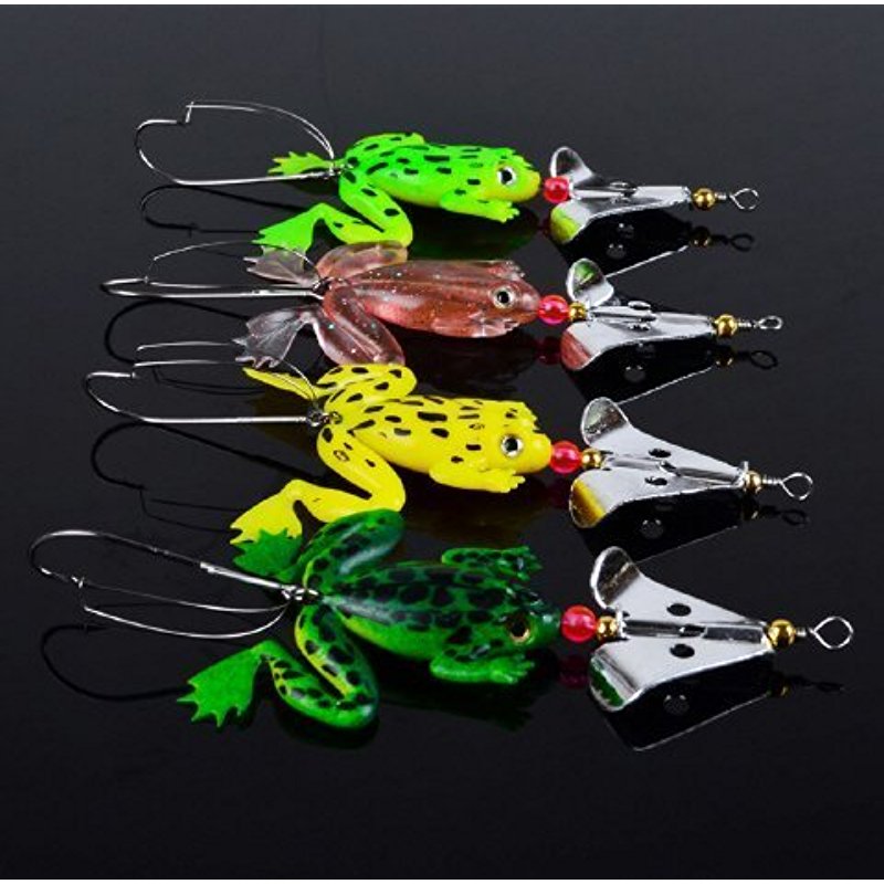 Lot 4pcs Rubber Frog Soft Fishing Lures Bass CrankBait Tackle 9cm/3.54`/6.2g by paxipa