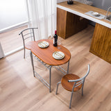 Brown Wood Grain PVC Breakfast Table (One Table and Two Chairs) **