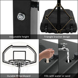 28" x 19" Backboard Adjustable Pool Basketball Hoop System Stand Kid Poolside Swimming Water Maxium Applicable Ball Model 7# White & Black